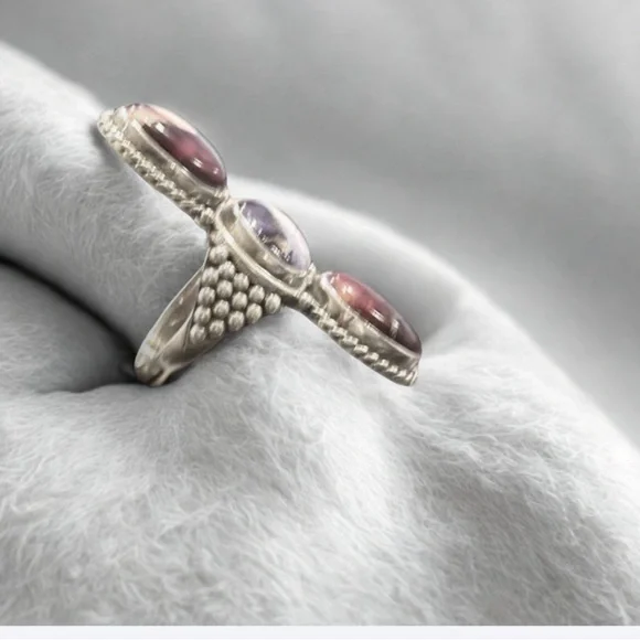 Sterling Silver Multistone Purple & Red Statement Ring - Picture 2 of 4